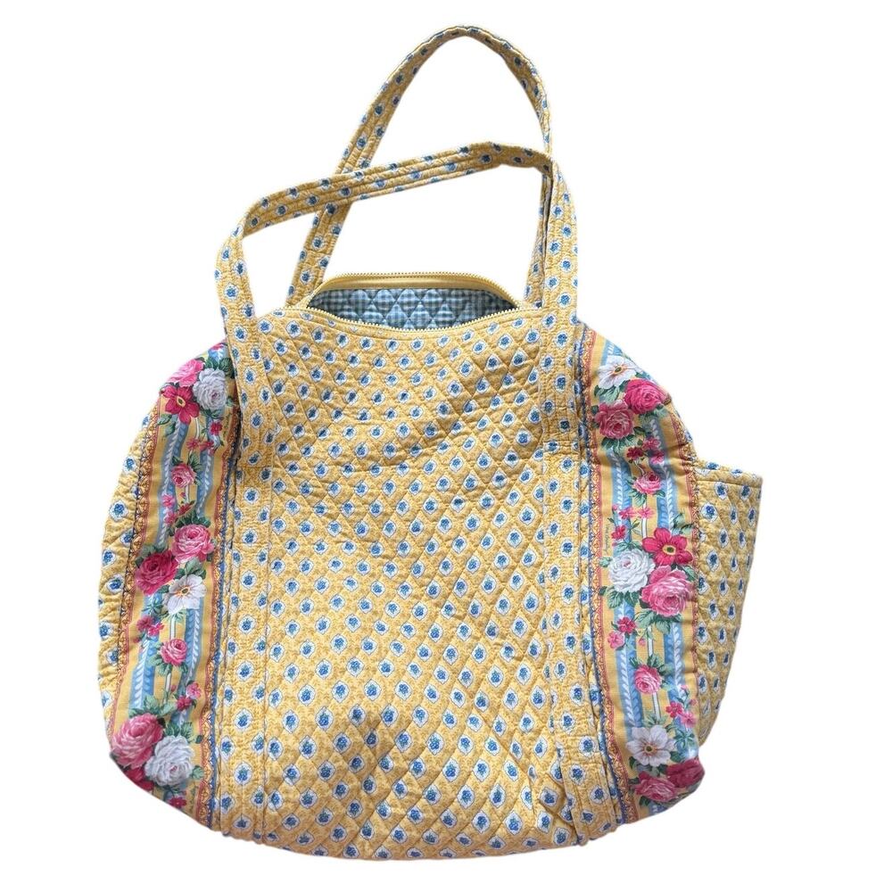 Vera Bradley Elizabeth Retired Yellow Floral Quilted Duffel Bag 1997 ~18"